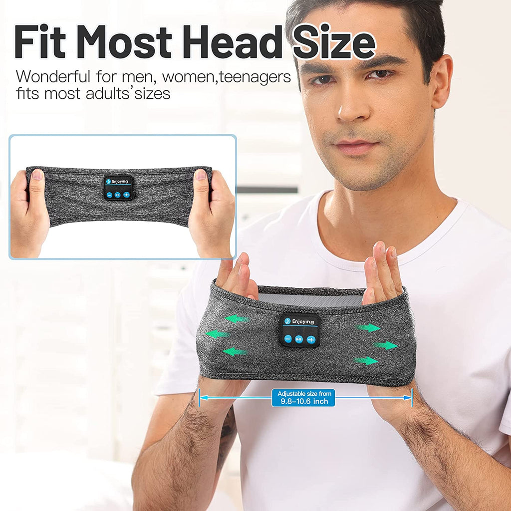 Casque De Sommeil Sans Fil Bluetooth Gris - Bandeau Sport Avec Haut-parleurs Pour Yoga, Entraînement Et Repos